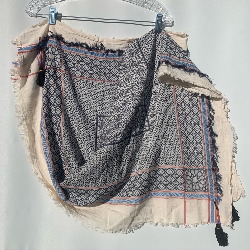 Fun Multicolor Tile Pattern Cotton Large Scarf / … - image 1